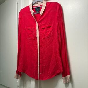Maeve hot pink button down shirt - size zero